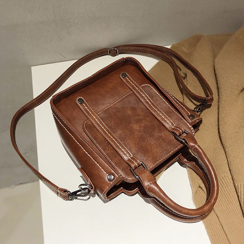 Petit sac à main à bandoulière rectangulaire rétro pour femme