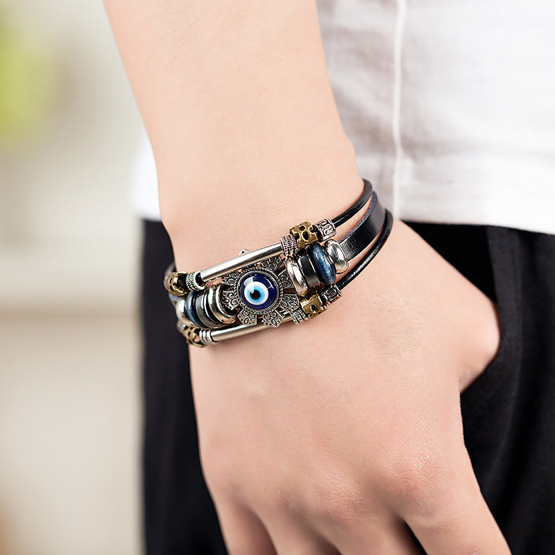 Bracelet en alliage avec  oeil bleu turc