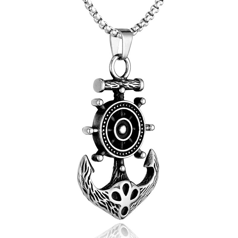 Pendentif Ancre et barre de Pirate en acier titane