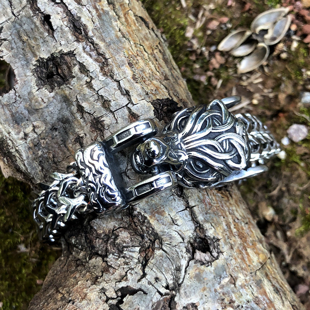 Bracelet Viking vintage à tête de loup