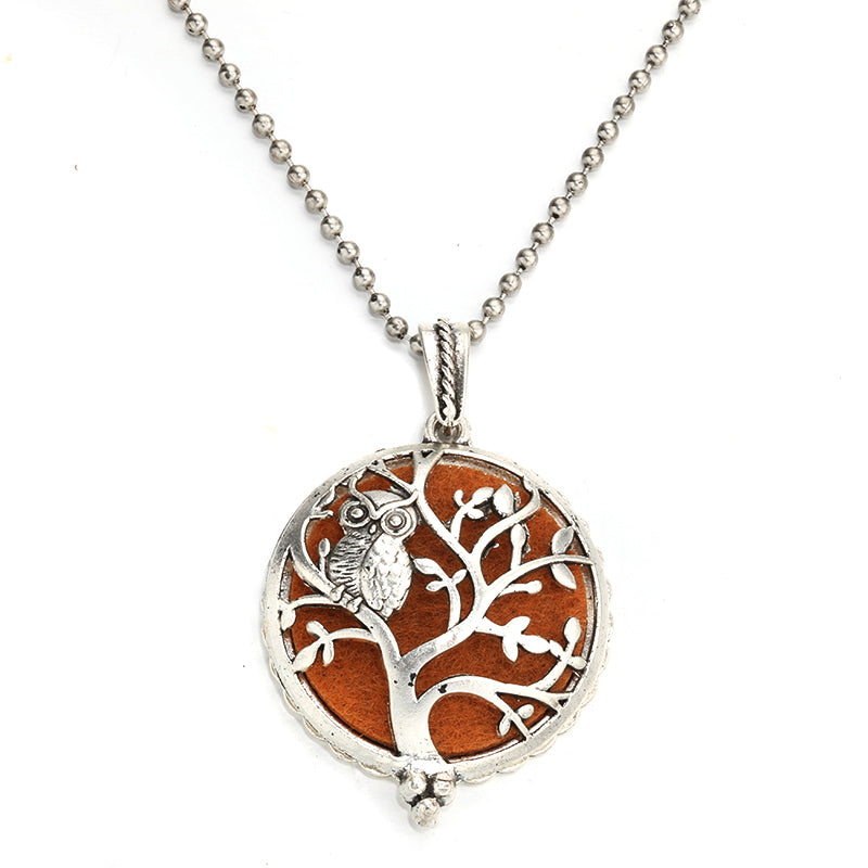 Collier d'huiles essentielles pour l'aromathérapie - chouette, éléphant et arbre