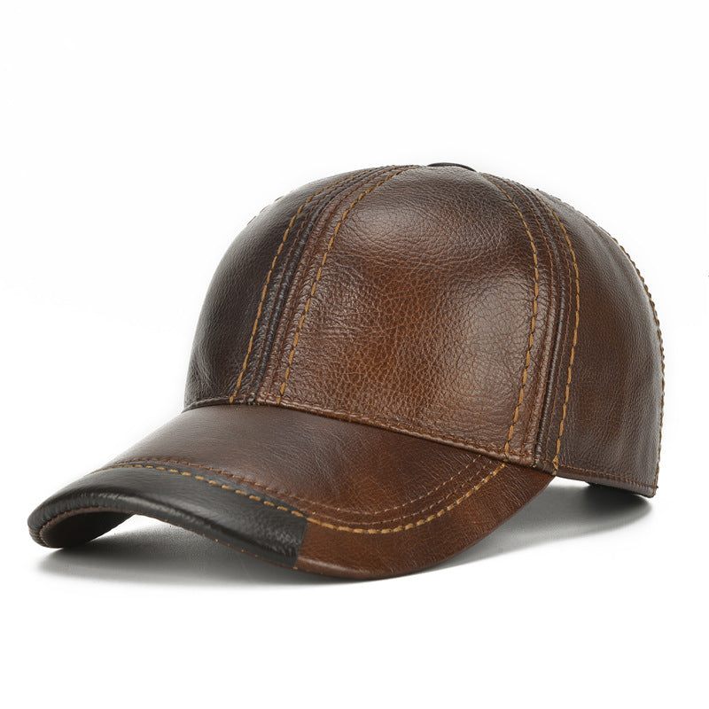 Casquette élégante en cuir brun