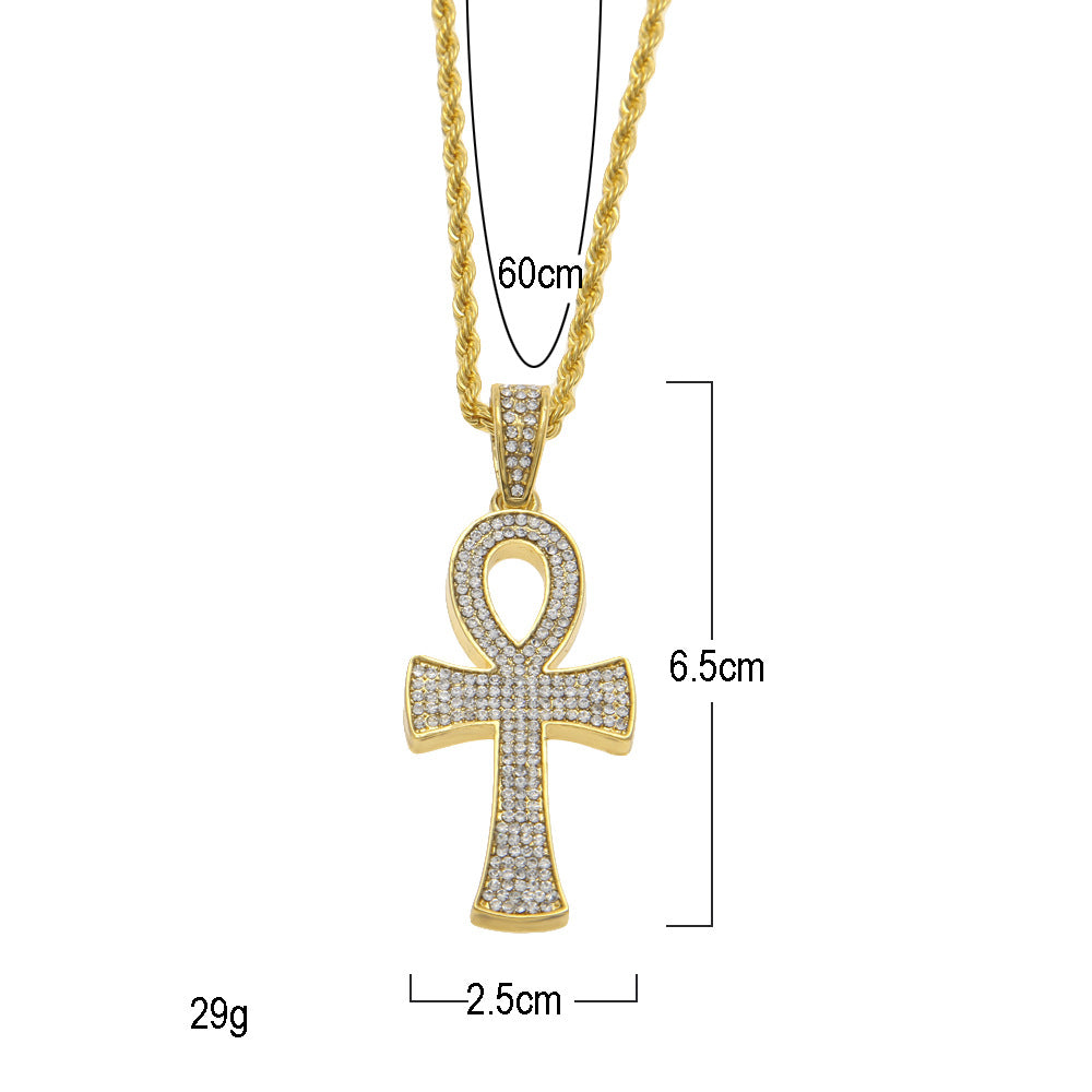 Collier avec croix de Ankh hip hop