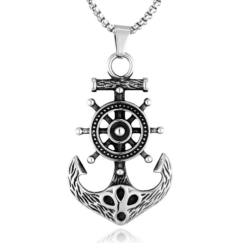 Pendentif Ancre et barre de Pirate en acier titane