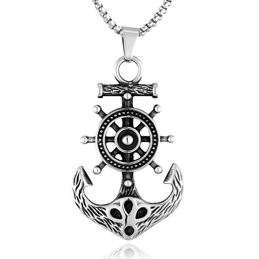 Pendentif Ancre et barre de Pirate en acier titane