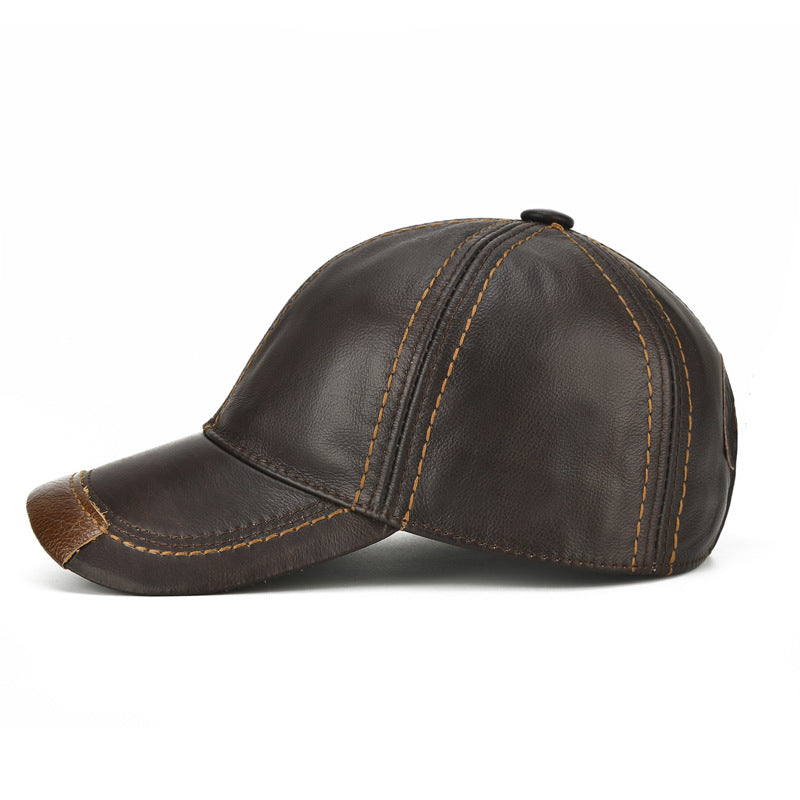 Casquette élégante en cuir brun