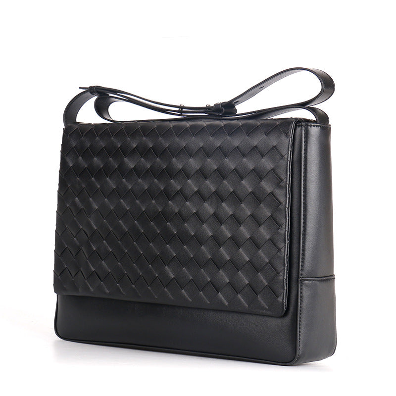 Sac à bandoulière noir motif tressé pour homme