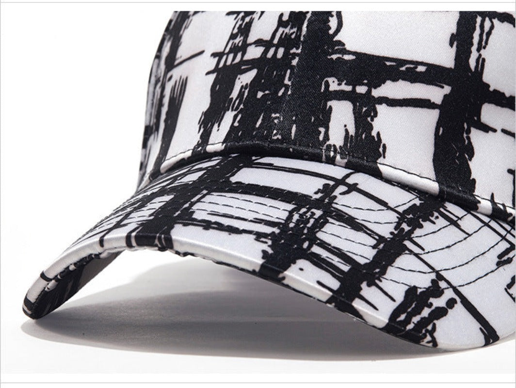 Casquette baseball grille noire et blanche