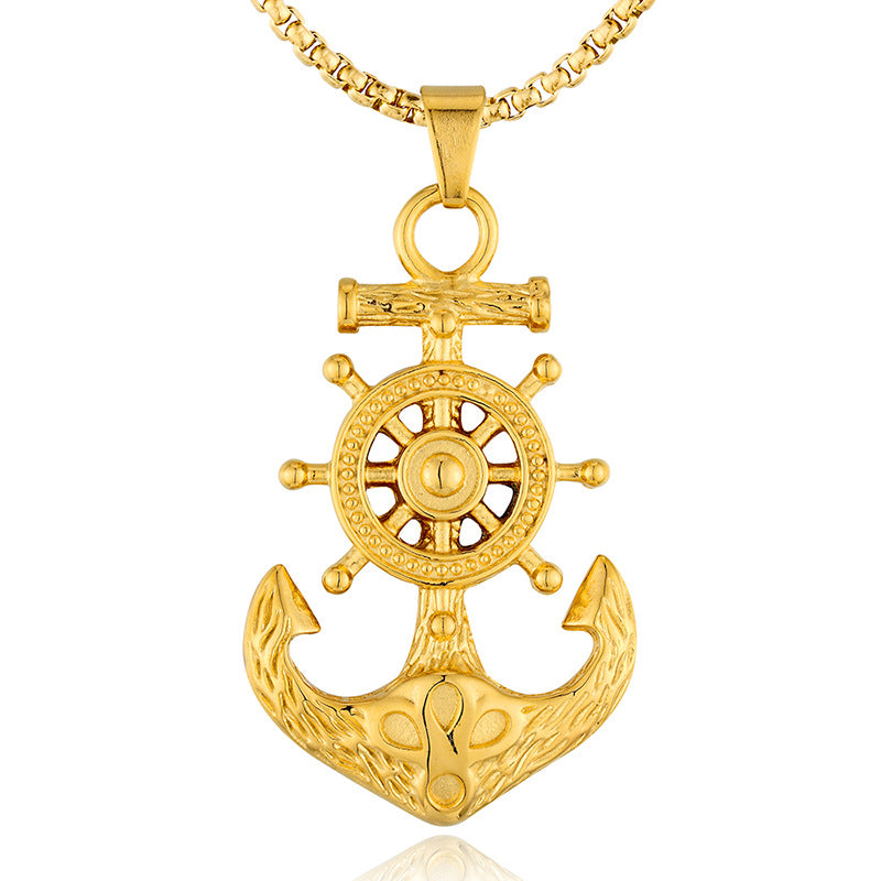 Pendentif Ancre et barre de Pirate en acier titane