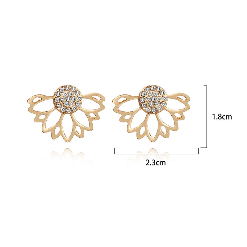 Boucles d'oreilles fleur de lotus avec strass taille