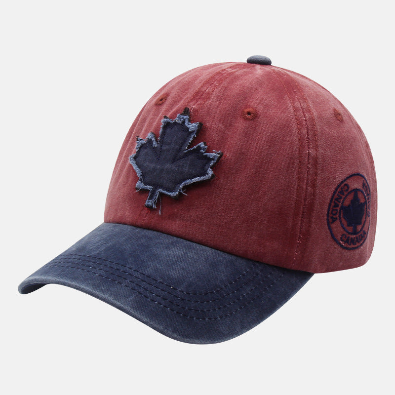 Casquette de baseball délavée motif feuille d'érable