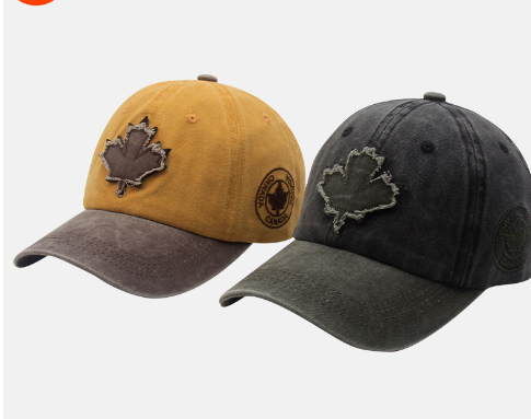 Casquette de baseball délavée motif feuille d'érable